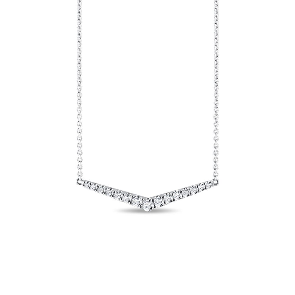 Briliantový náhrdelník s motivem „V“ z bílého zlata KLENOTA