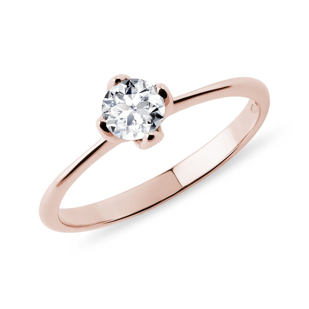 E-shop Jednoduchý prstýnek z růžového zlata s diamantem