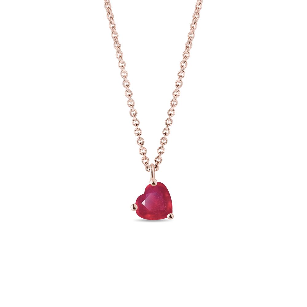 E-shop Náhrdelník srdce s rubínem v růžovém zlatě