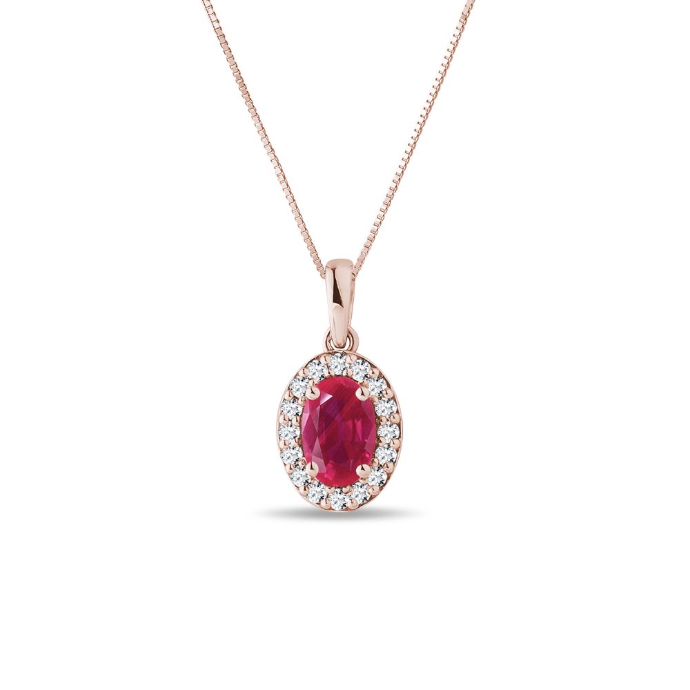 E-shop Přívěsek s rubínem a diamanty v růžovém zlatě