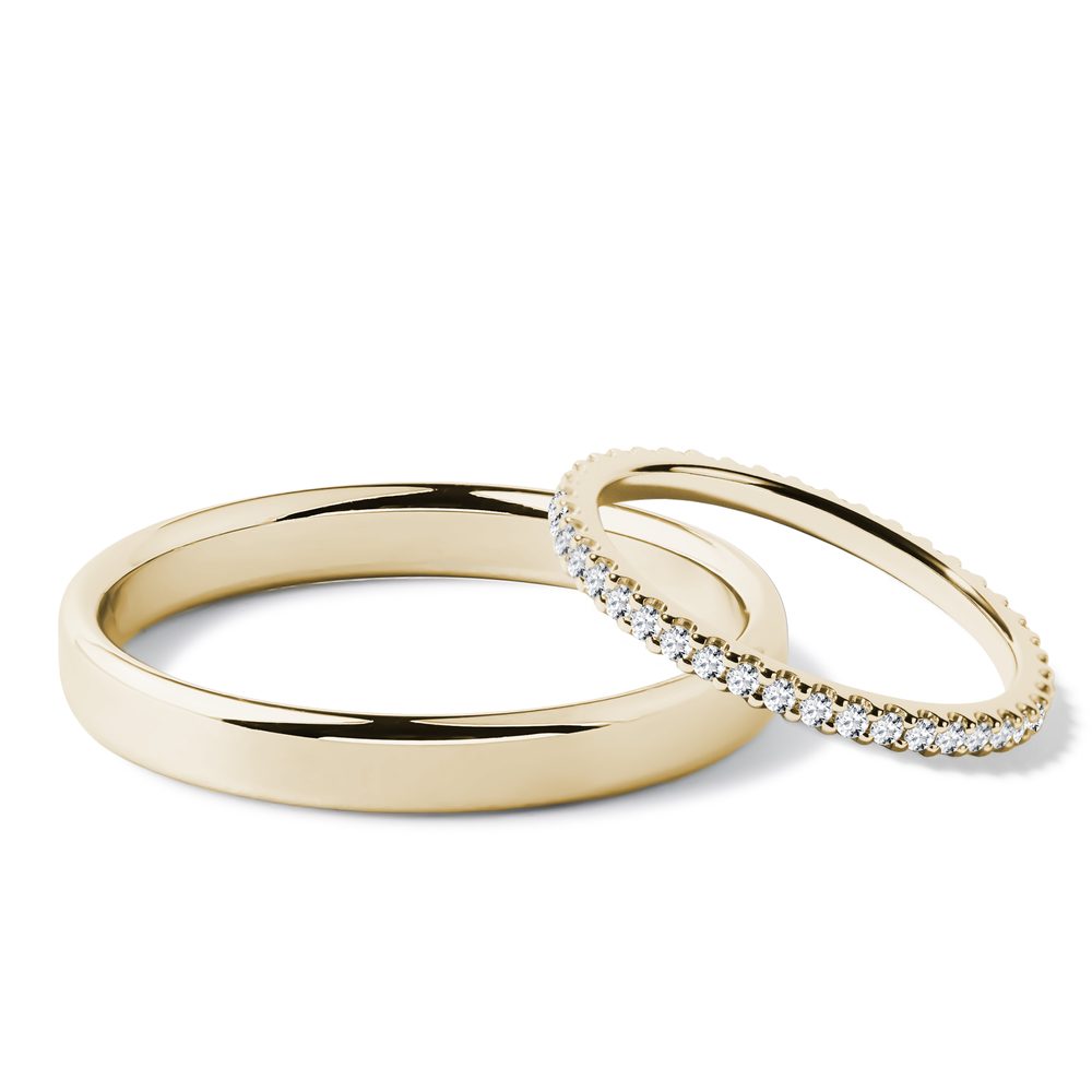 E-shop Set eternity & hladký snubní prsten ze žlutého zlata