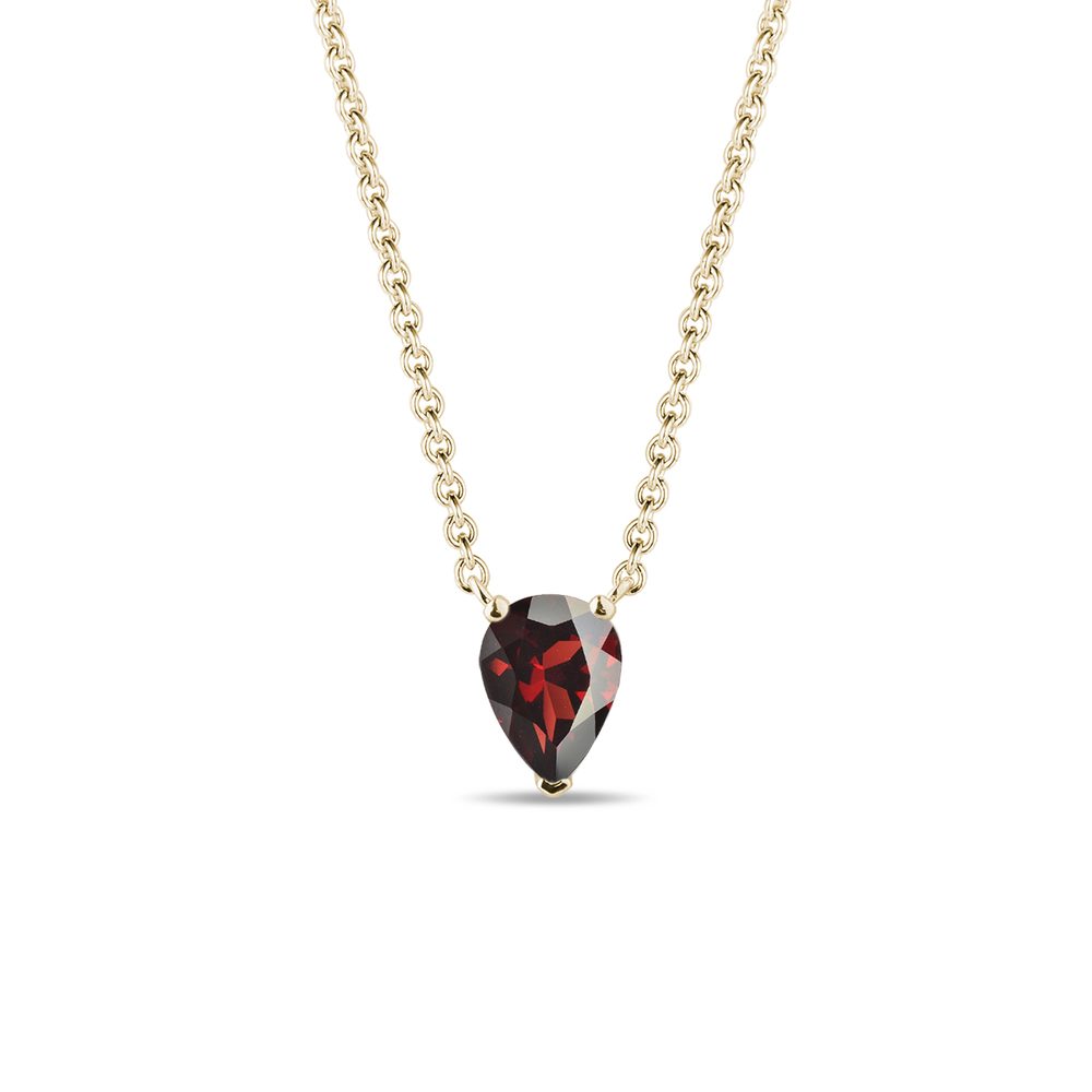 E-shop Zlatý náhrdelník s granátem ve tvaru kapky