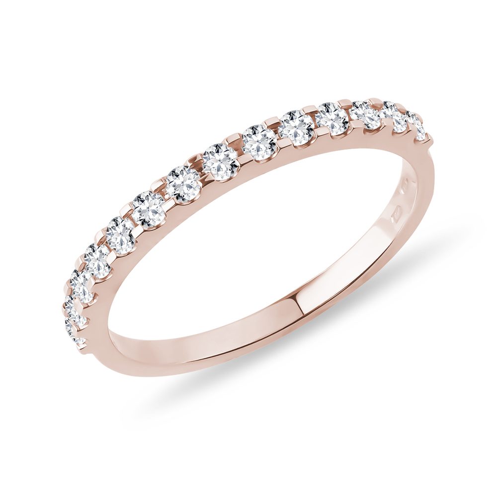 E-shop Diamantový snubní prsten z růžového zlata