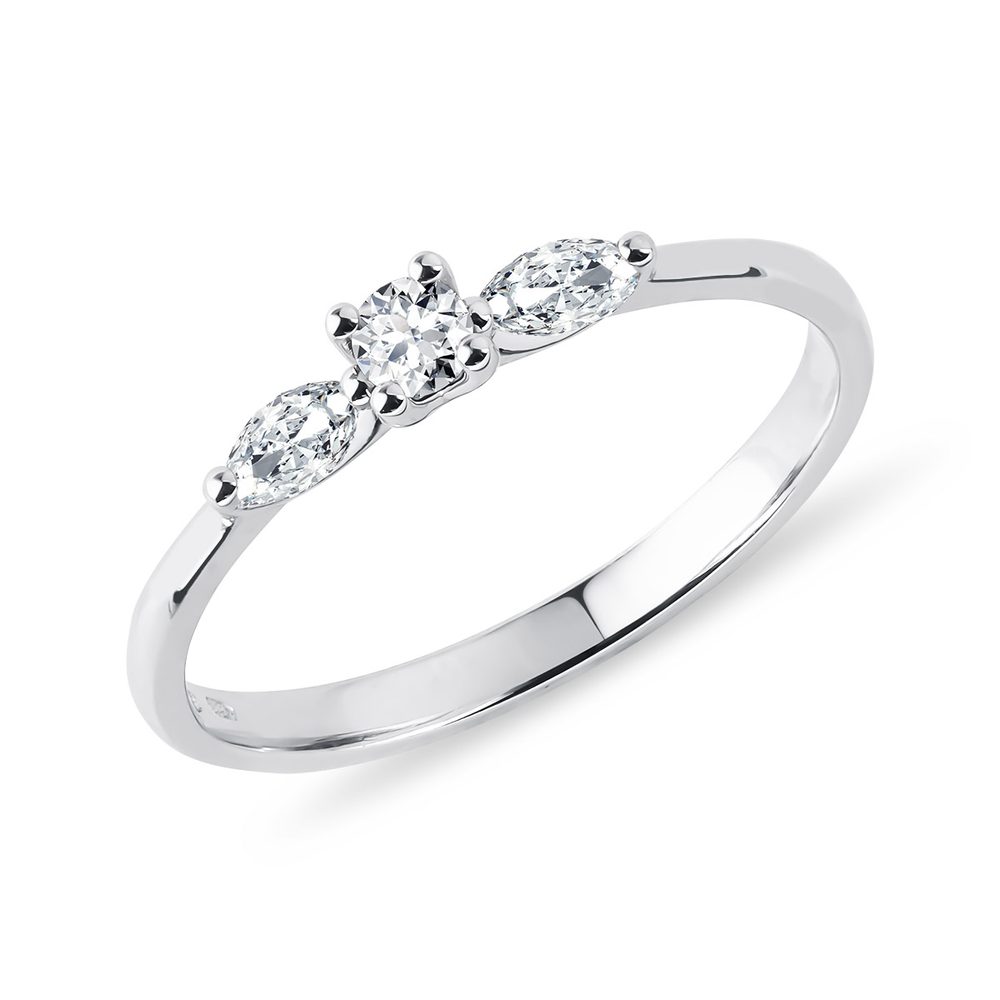 E-shop Diamantový prsten s markýzami v bílém zlatě