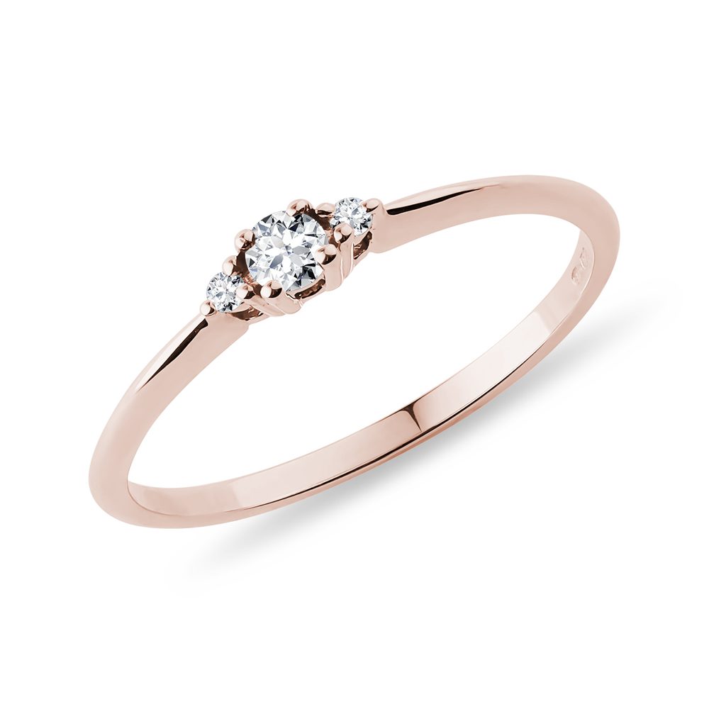 E-shop Diamantový zásnubní prsten z růžového 14k zlata
