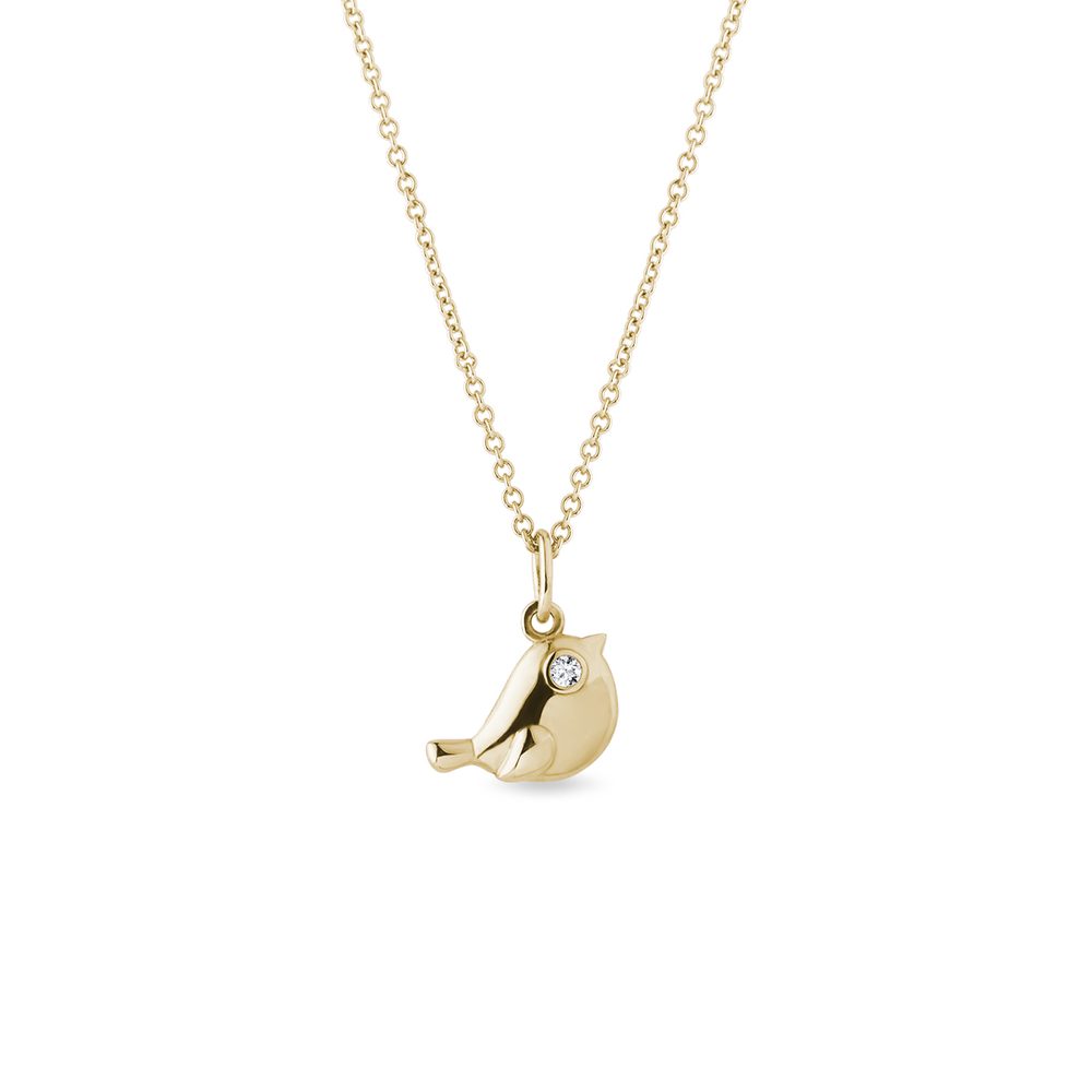 E-shop Zlatý náhrdelník ptáček s briliantem