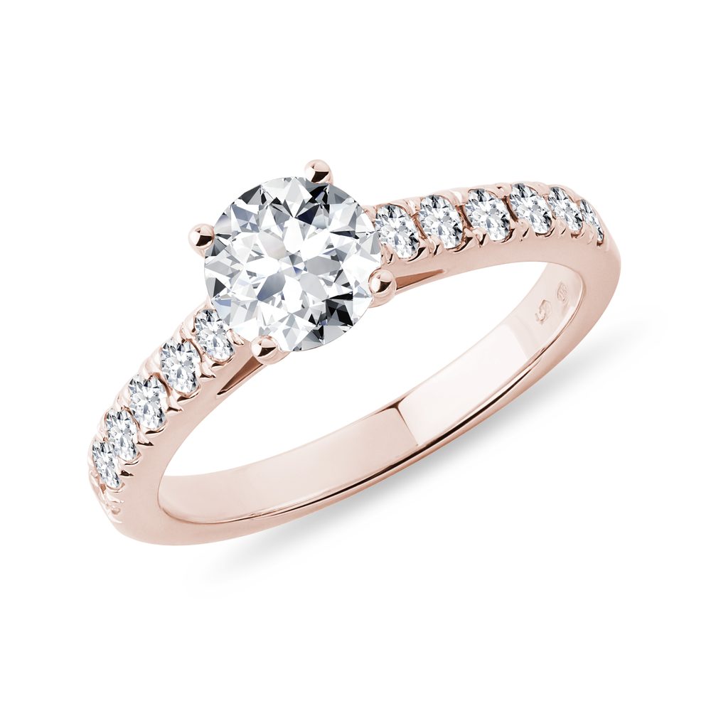 E-shop Luxusní zásnubní diamantový prsten ze 14k růžového zlata