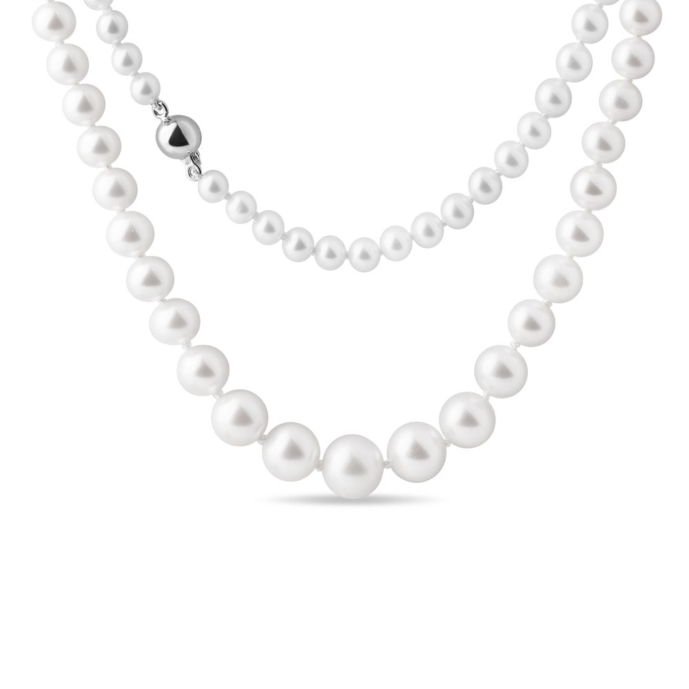 E-shop Kónický perlový náhrdelník se zapínáním v bílém zlatě
