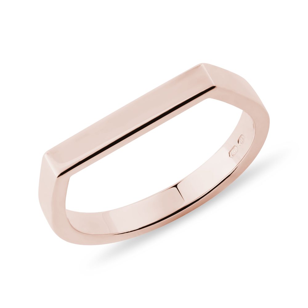 E-shop Prsten z růžového zlata s rovnou ploškou