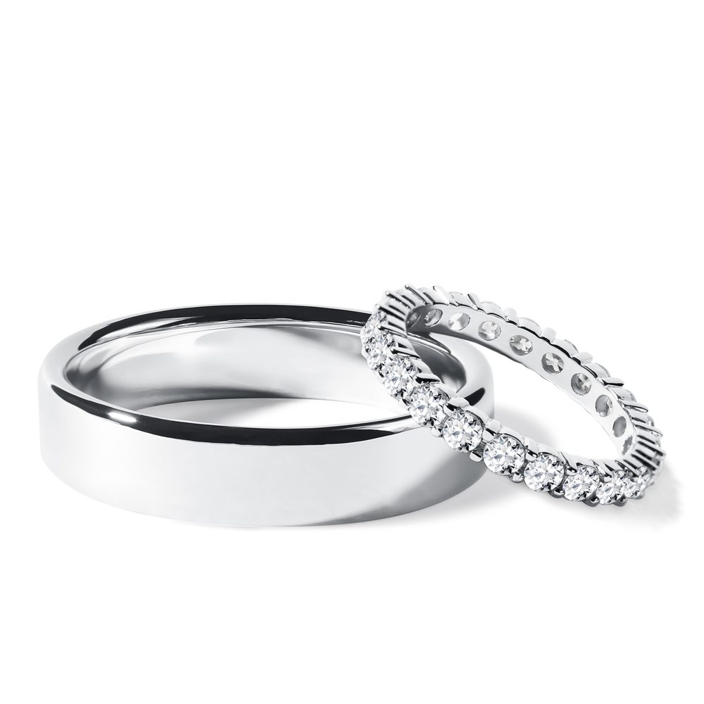 E-shop Set eternity & hladký snubní prsten v bílém zlatě