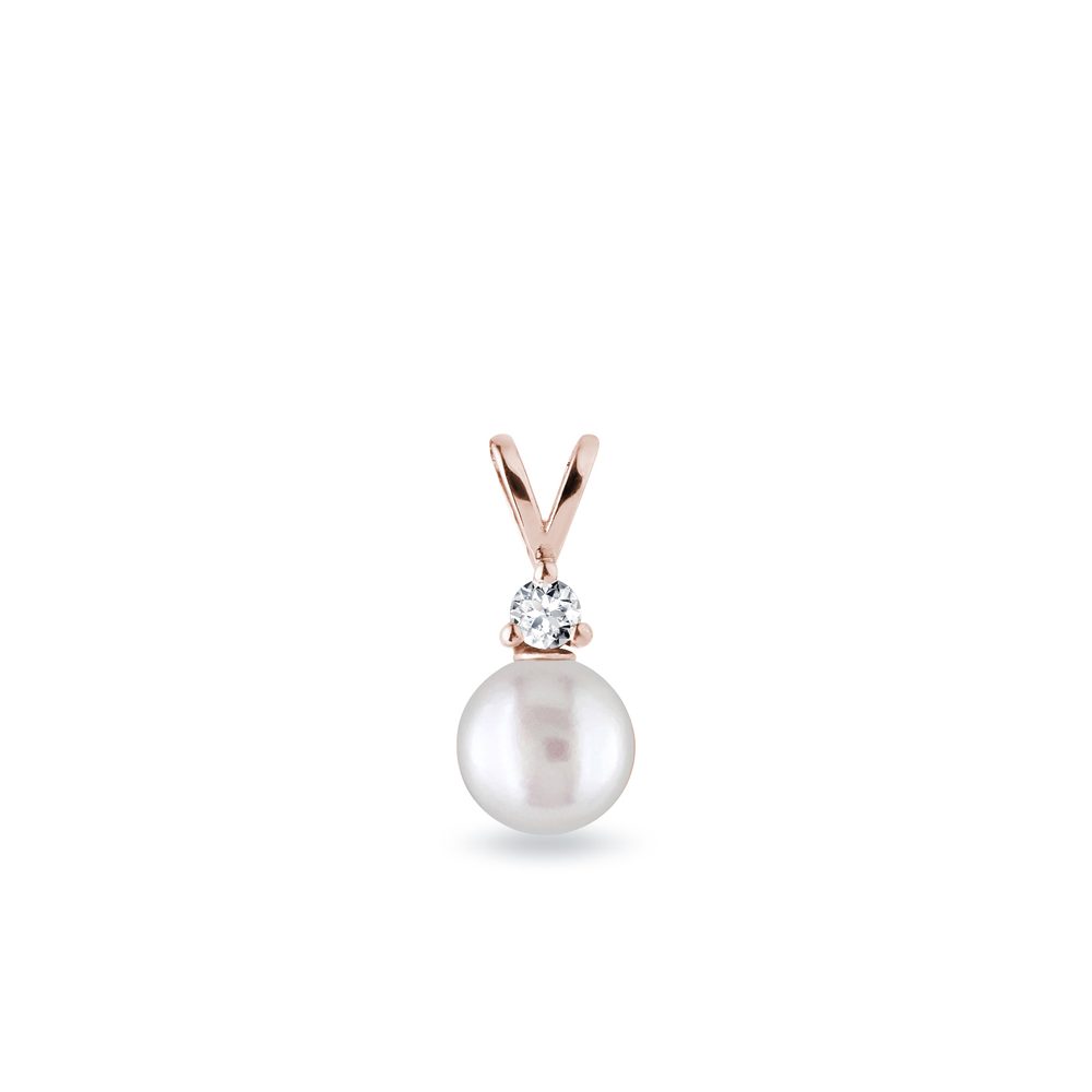 E-shop Přívěsek s perlou a diamantem v růžovém zlatě