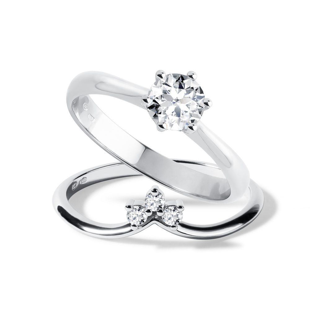 Set prstenů s lab grown diamantem v bílém zlatě KLENOTA
