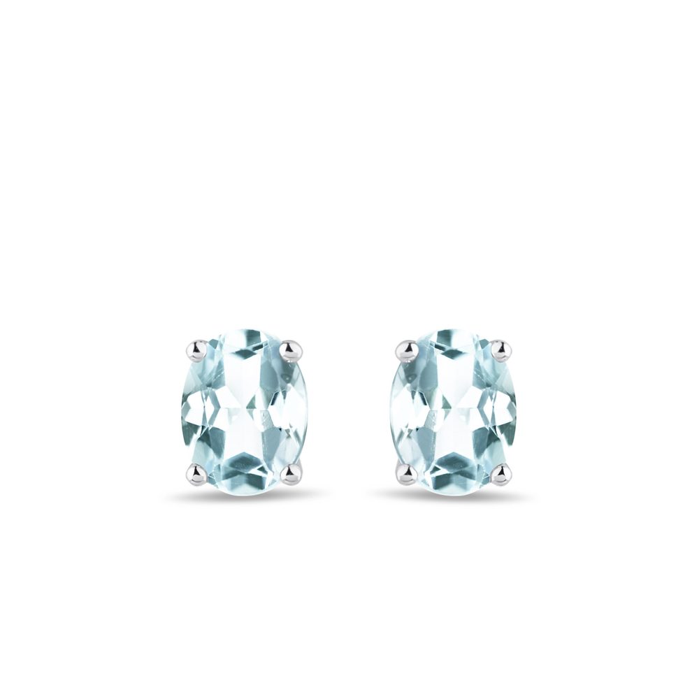 Náušnice pecky z bílého zlata se světlými topazy KLENOTA