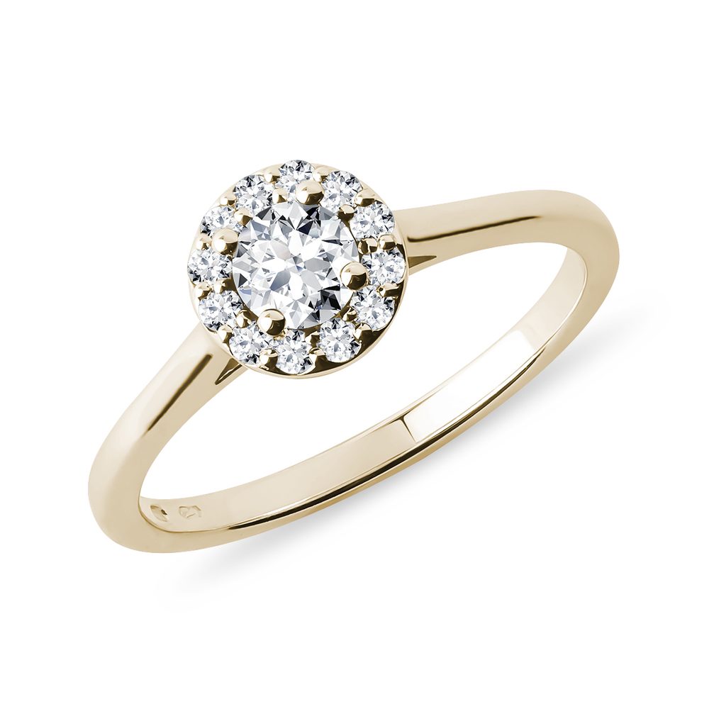 E-shop Diamantový halo prsten ve žlutém zlatě