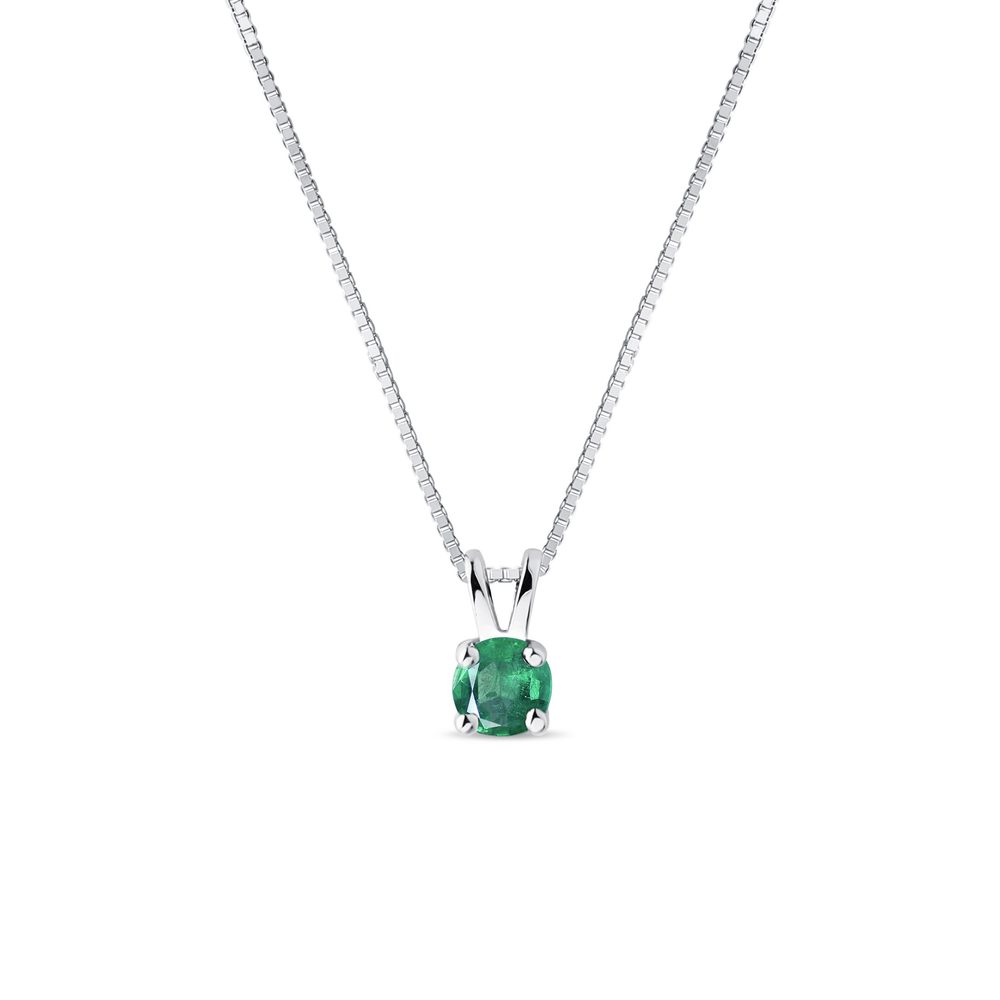 E-shop Smaragdový náhrdelník v bílém zlatě