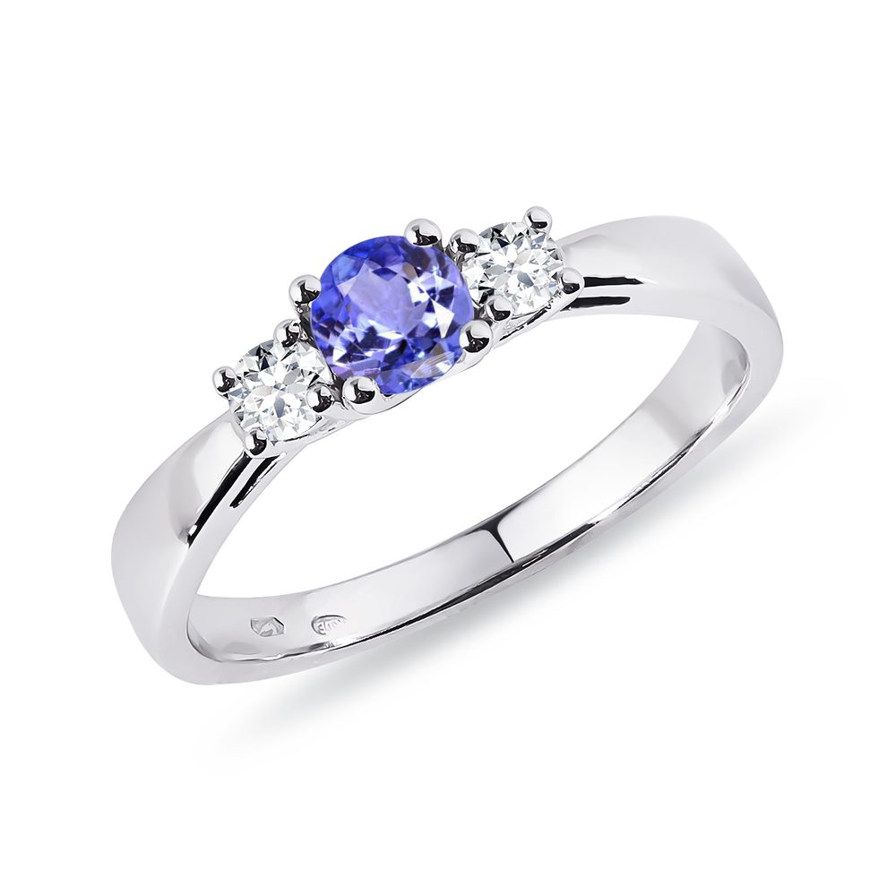 E-shop Tanzanitový prsten s diamanty v bílém zlatě