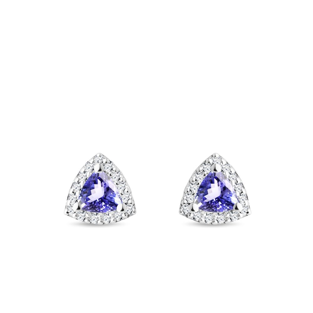 Náušnice s tanzanity a brilianty v bílém zlatě KLENOTA