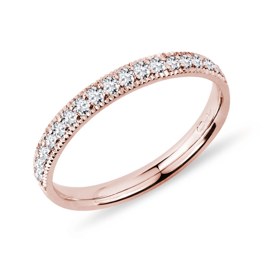 E-shop Snubní prsten z růžového zlata s diamanty