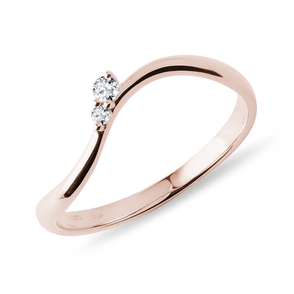 E-shop Diamantový prsten waves z růžového zlata