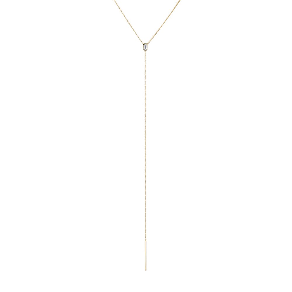 E-shop Dlouhý náhrdelník s moissanitem ve žlutém zlatě