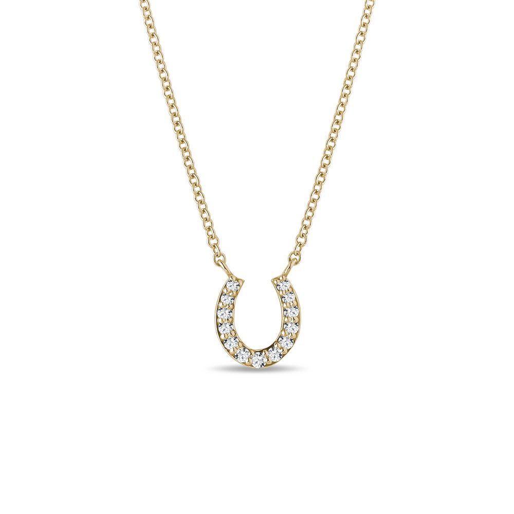 E-shop Diamantový náhrdelník podkova ze žlutého zlata