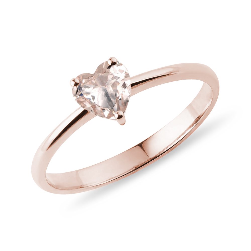 Prsten z růžového zlata s morganitem ve tvaru srdce KLENOTA