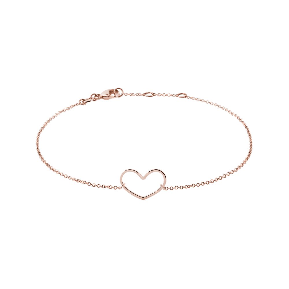 Náramek se srdíčkem v růžovém zlatě KLENOTA