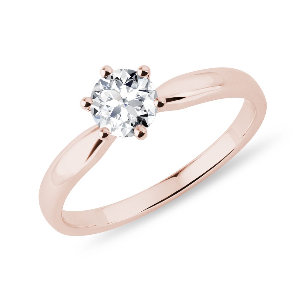 Prsten s 0,5ct lab grown diamantem v růžovém zlatě KLENOTA