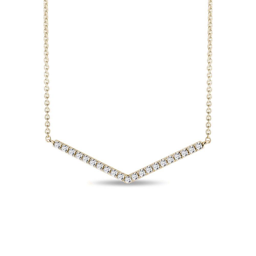 Náhrdelník ze žlutého zlata s diamantovým přívěskem KLENOTA