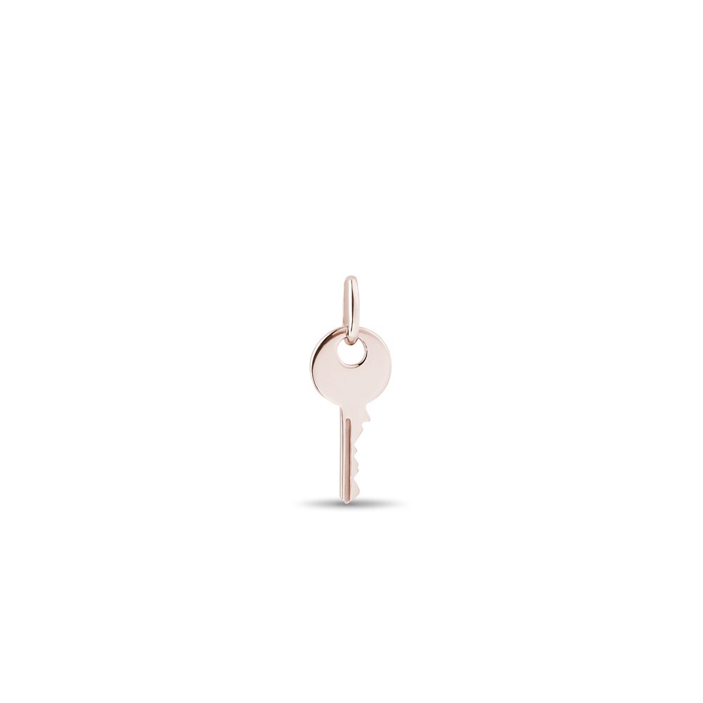 Minimalistický přívěsek klíček z růžového 14k zlata KLENOTA
