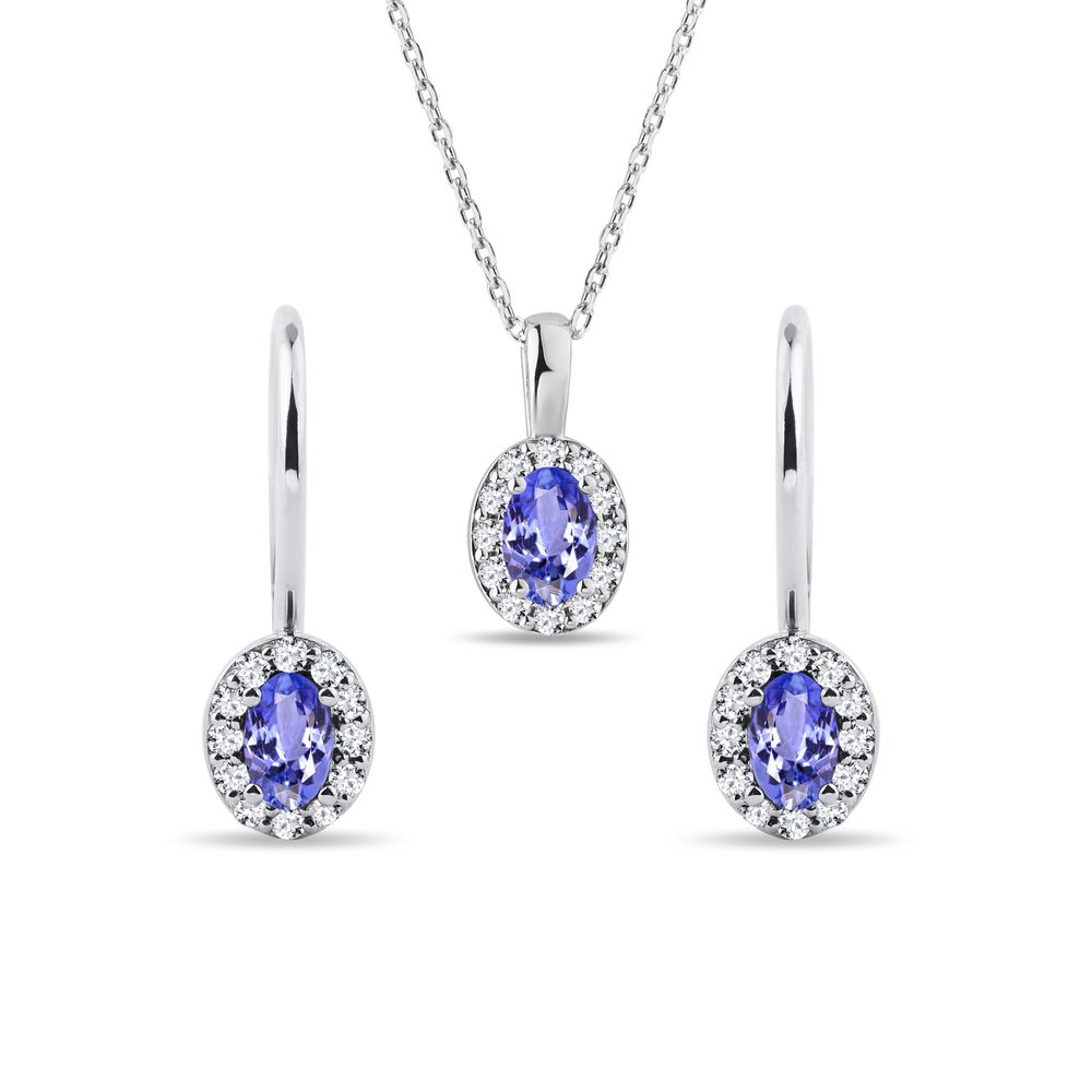 E-shop Set halo šperků s tanzanity a diamanty v bílém zlatě