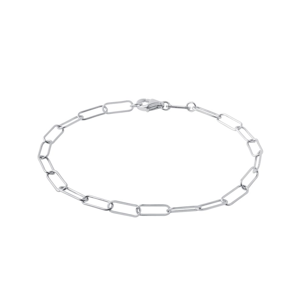 Náramek typu Paperclip v bílém 14k zlatě KLENOTA