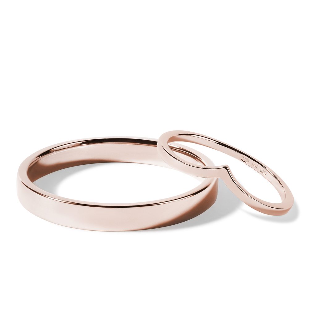 E-shop Snubní souprava s chevron prstenem z růžového zlata
