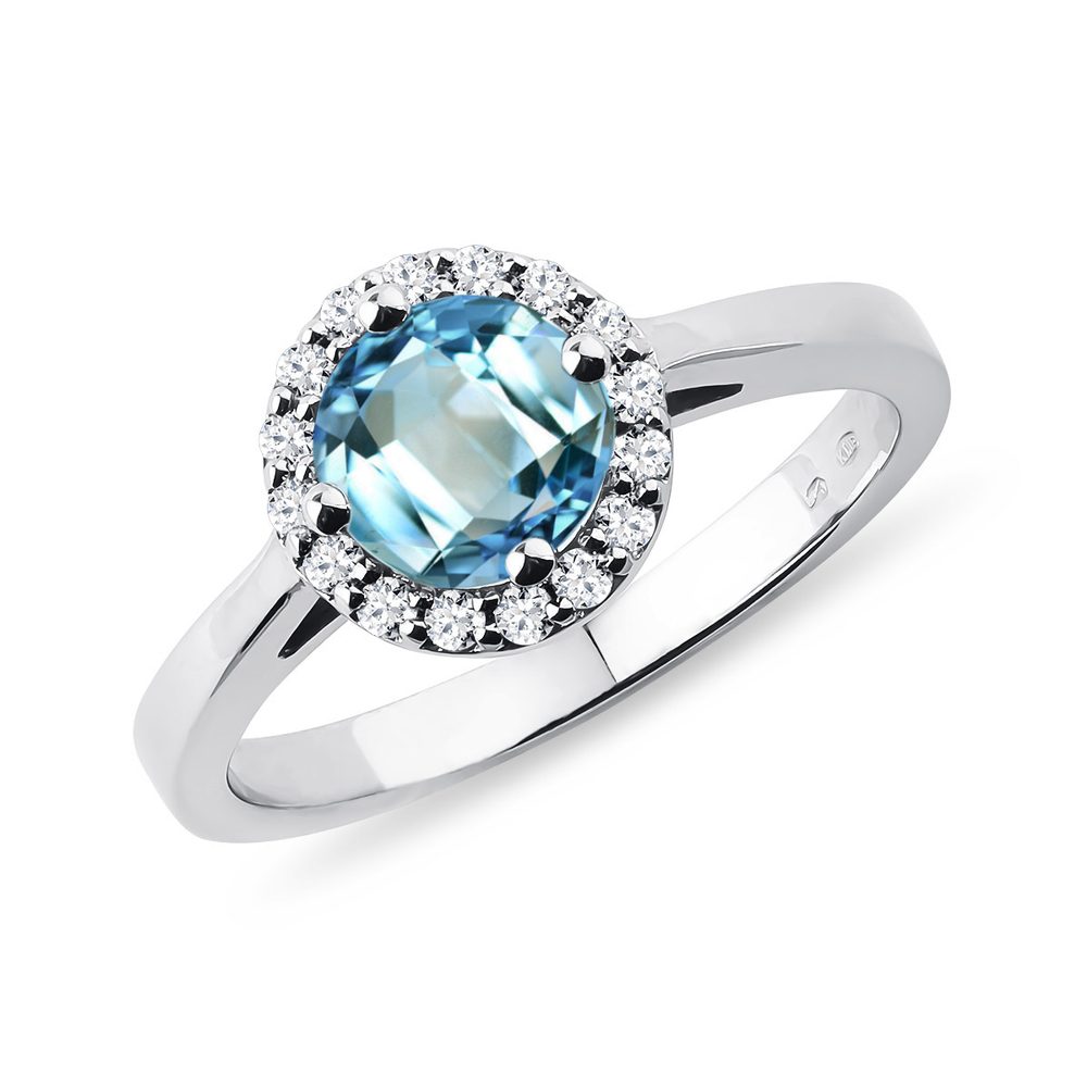 E-shop Zlatý prsten halo s topazem a diamanty