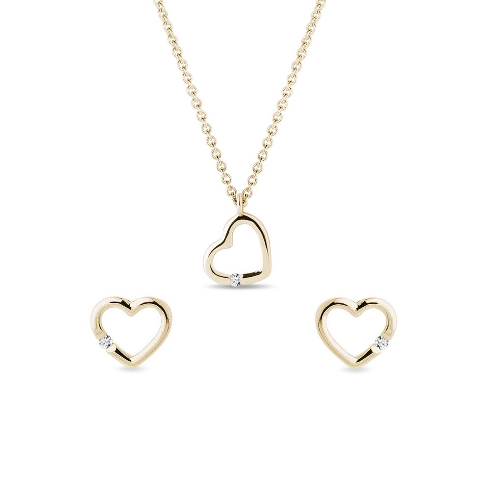 E-shop Sada diamantových šperků ve tvaru srdce ze zlata