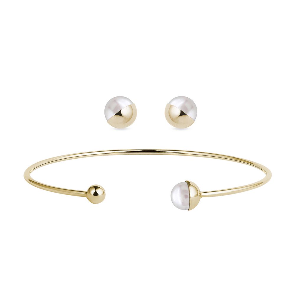 E-shop Sada perlových šperků ze žlutého 14k zlata