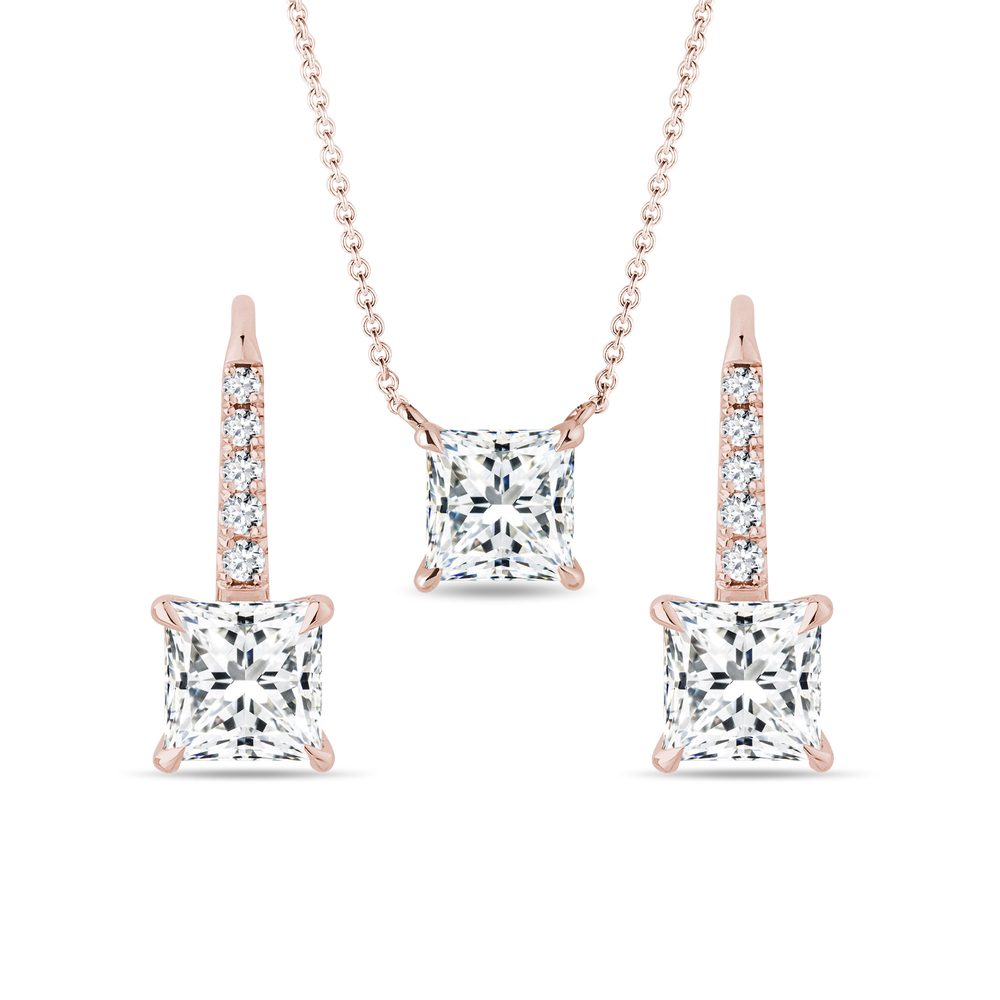 Sada šperků s lab grown diamanty v růžovém zlatě KLENOTA