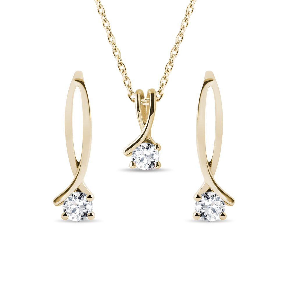 E-shop Diamantová sada s motivem stužky ve žlutém zlatě