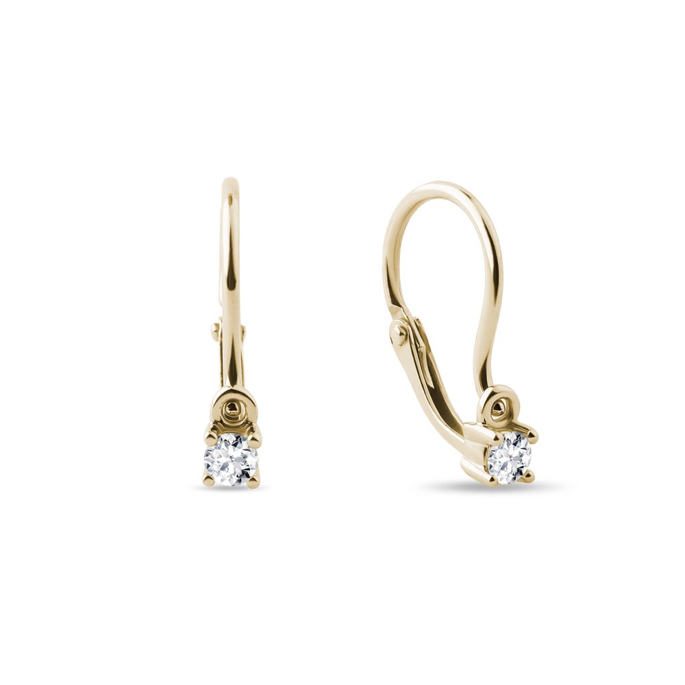 Zlaté briliantové náušnice pro děti KLENOTA