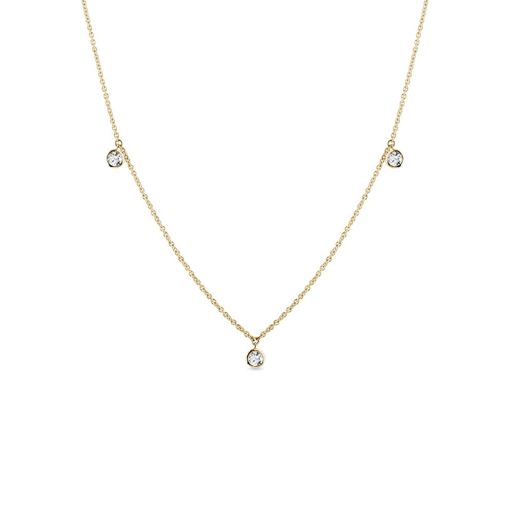 Zlatý náhrdelník s bezel diamanty KLENOTA