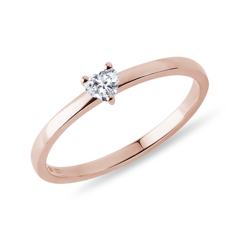 E-shop Prsten s diamantem ve tvaru srdce v růžovém zlatě