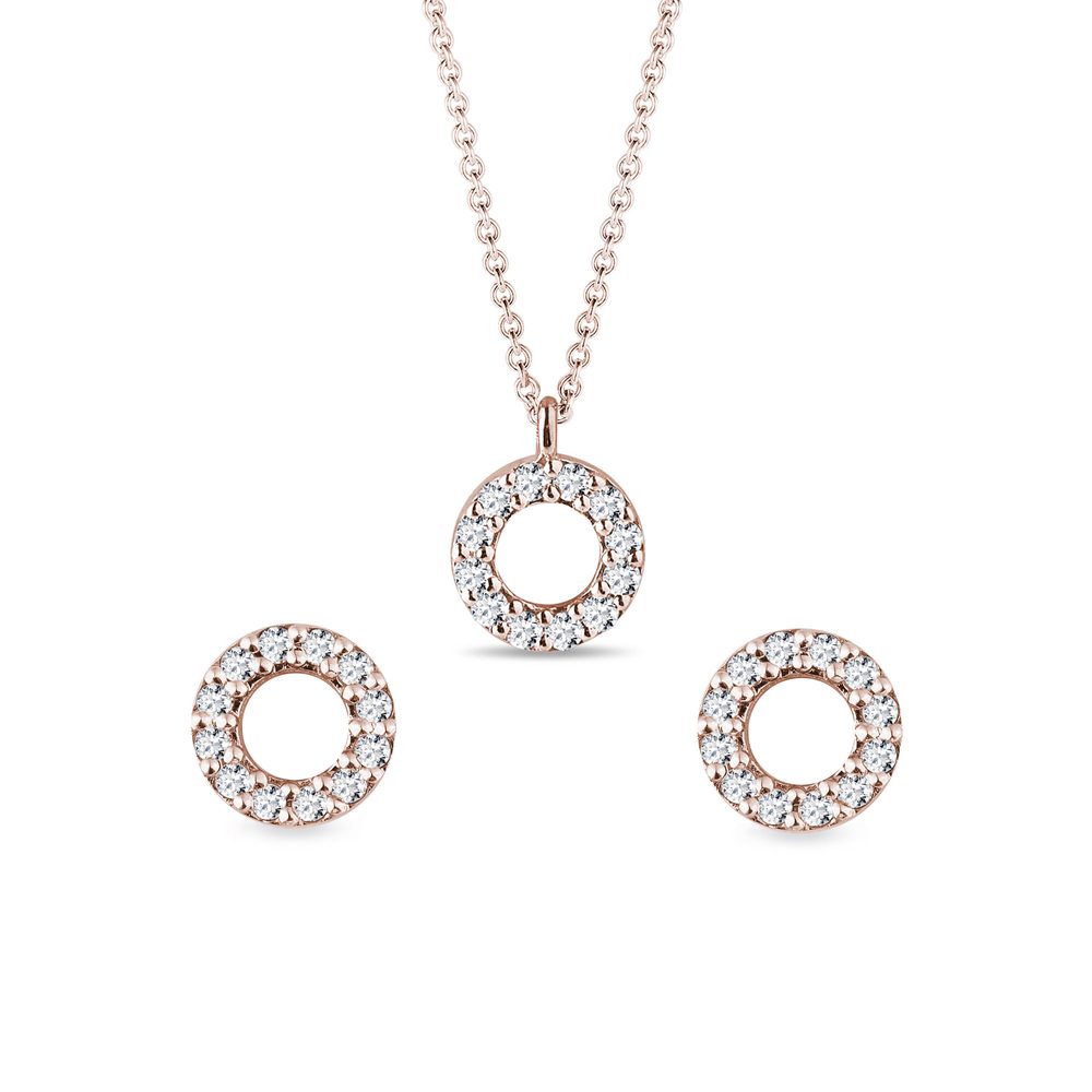 E-shop Set kruhových šperků s diamanty v růžovém zlatě