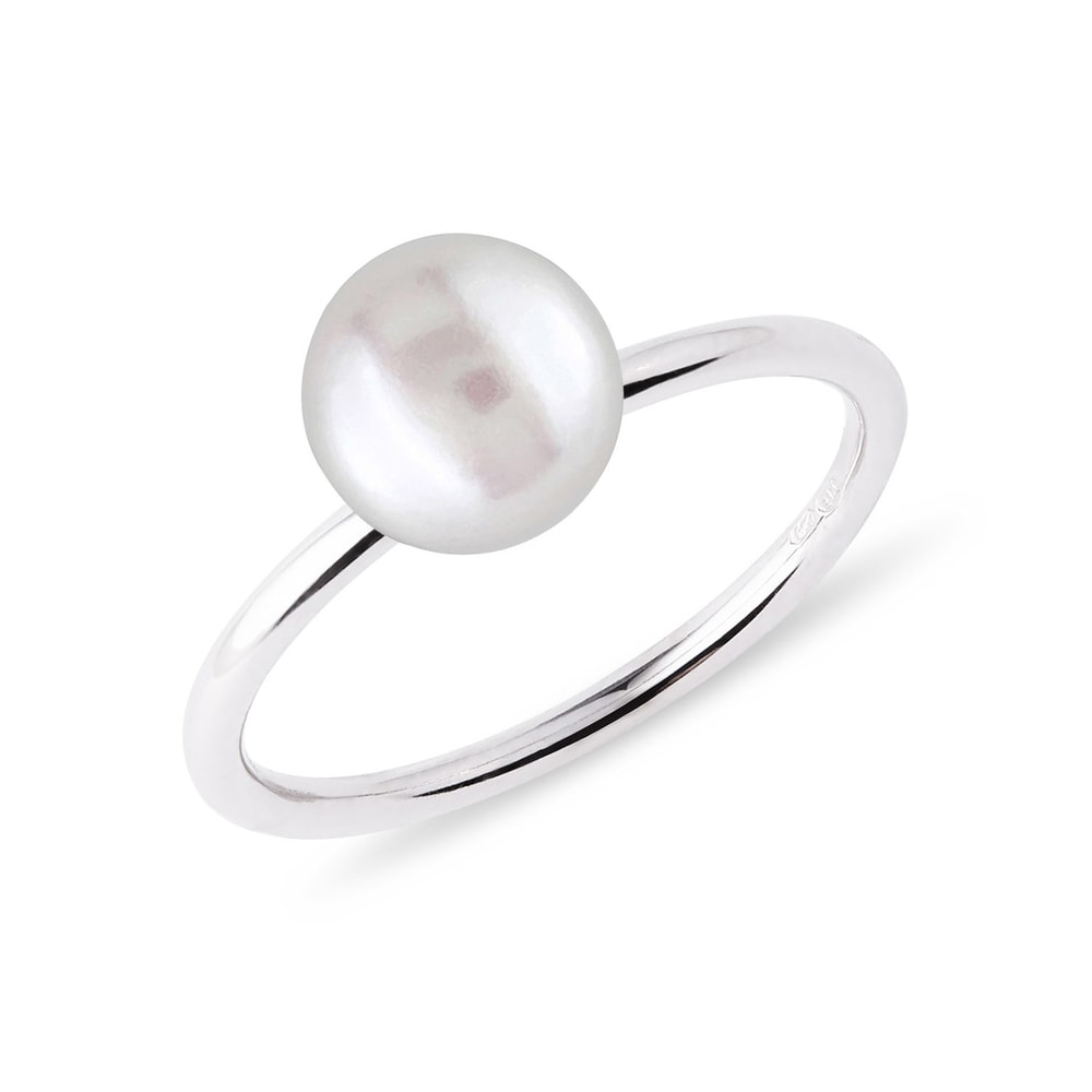 E-shop Prsten se sladkovodní perlou v bílém zlatě