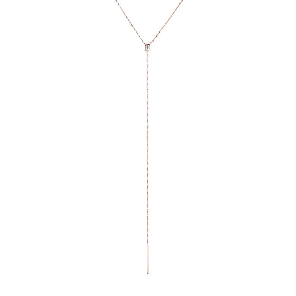 E-shop Dlouhý náhrdelník s moissanitem v růžovém zlatě