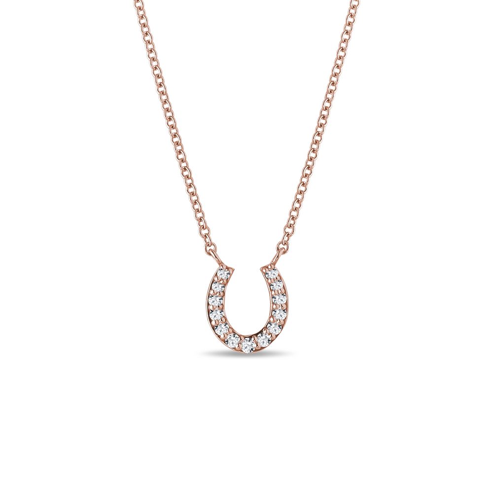 E-shop Diamantový náhrdelník podkova z růžového zlata