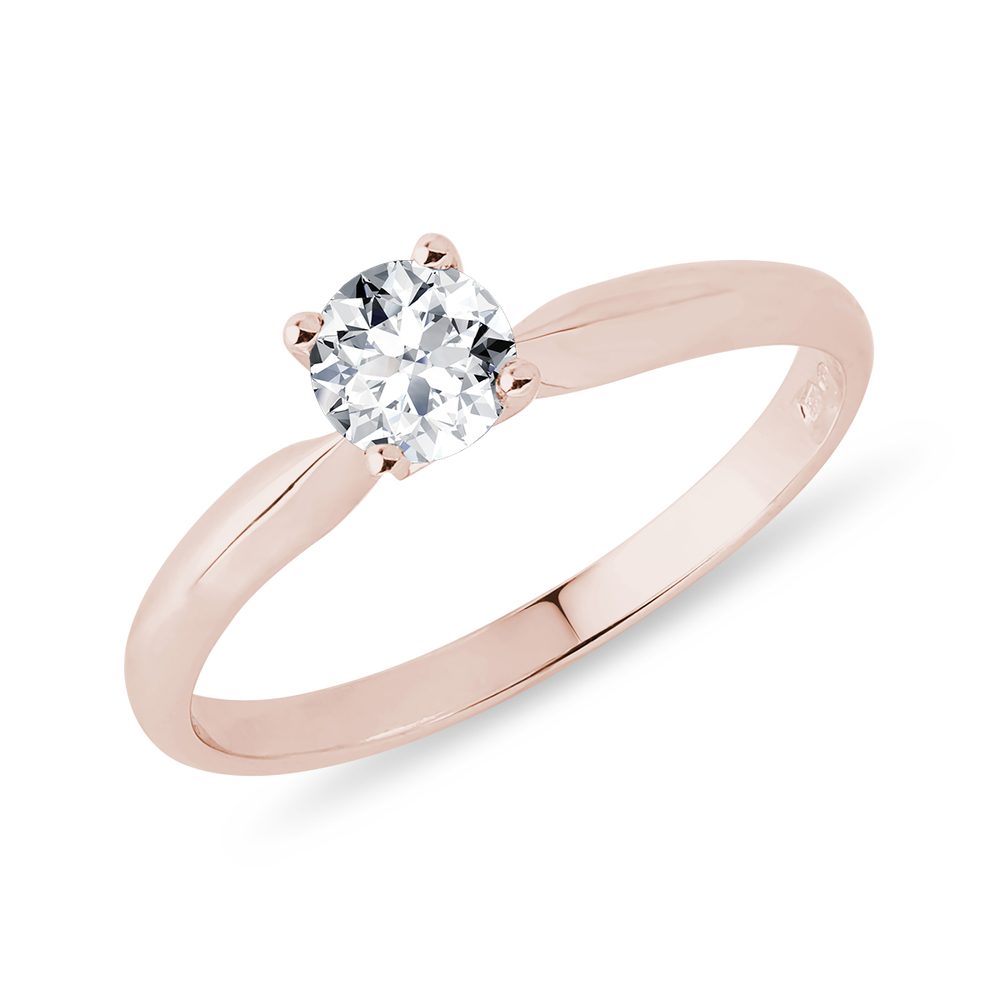 Zásnubní prsten z růžového zlata s 0,35ct briliantem KLENOTA