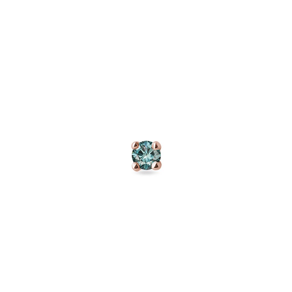 E-shop Jedna drobná náušnice z růžového zlata s modrým diamantem
