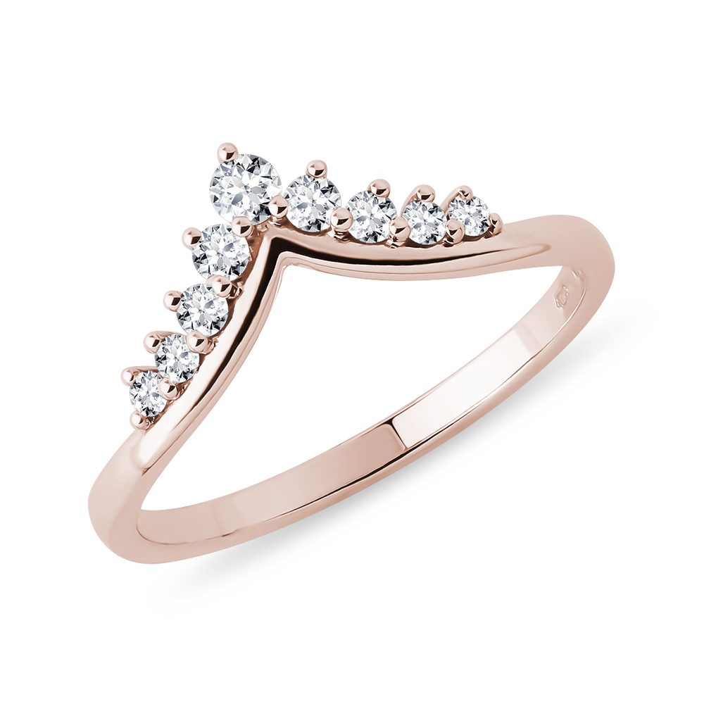 E-shop Diamantový Chevron prsten v růžovém zlatě