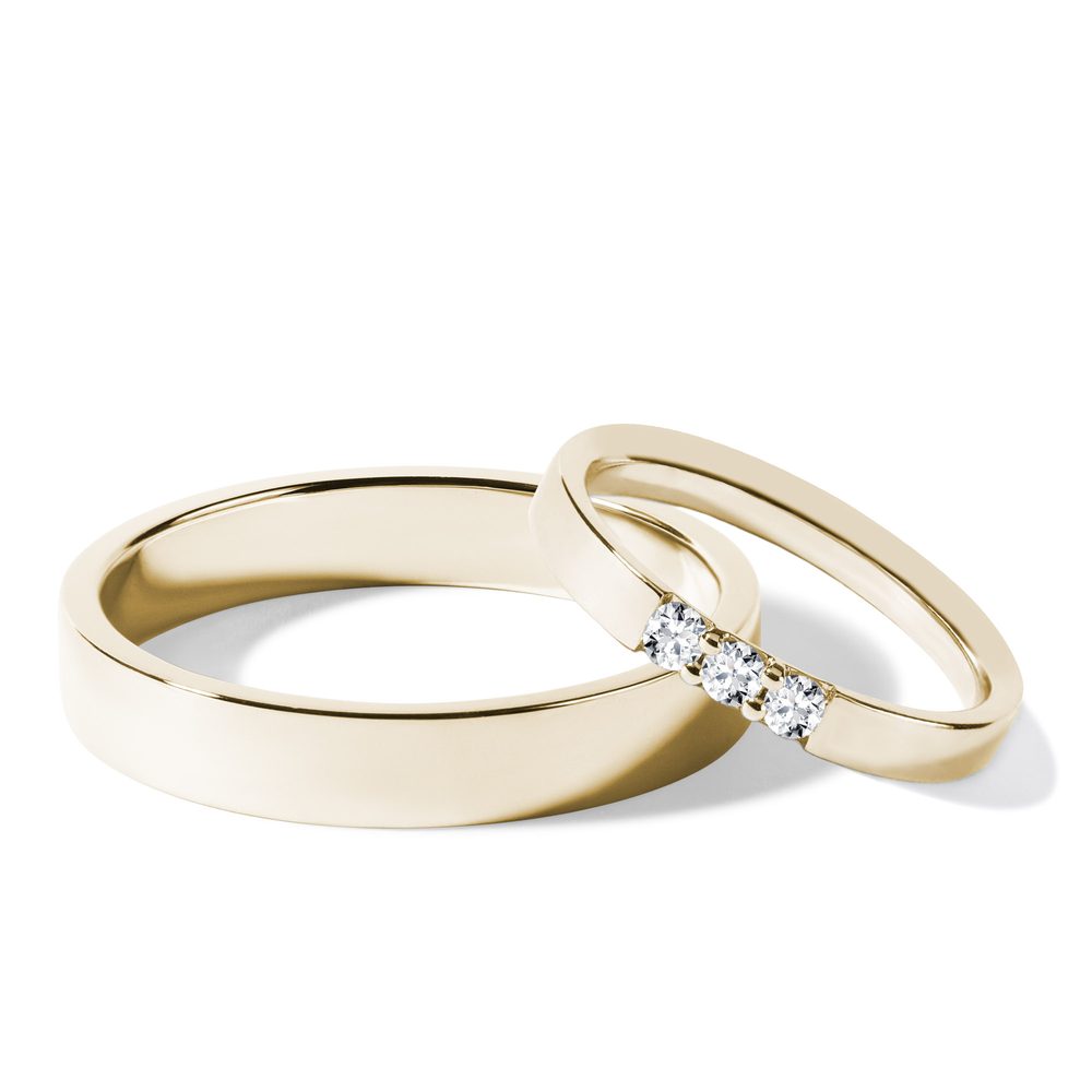 E-shop Set snubních prstenů s diamanty ve žlutém zlatě