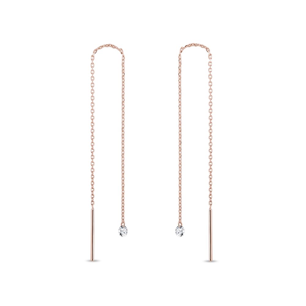 Náušnice z růžového zlata s laboratorními diamanty KLENOTA